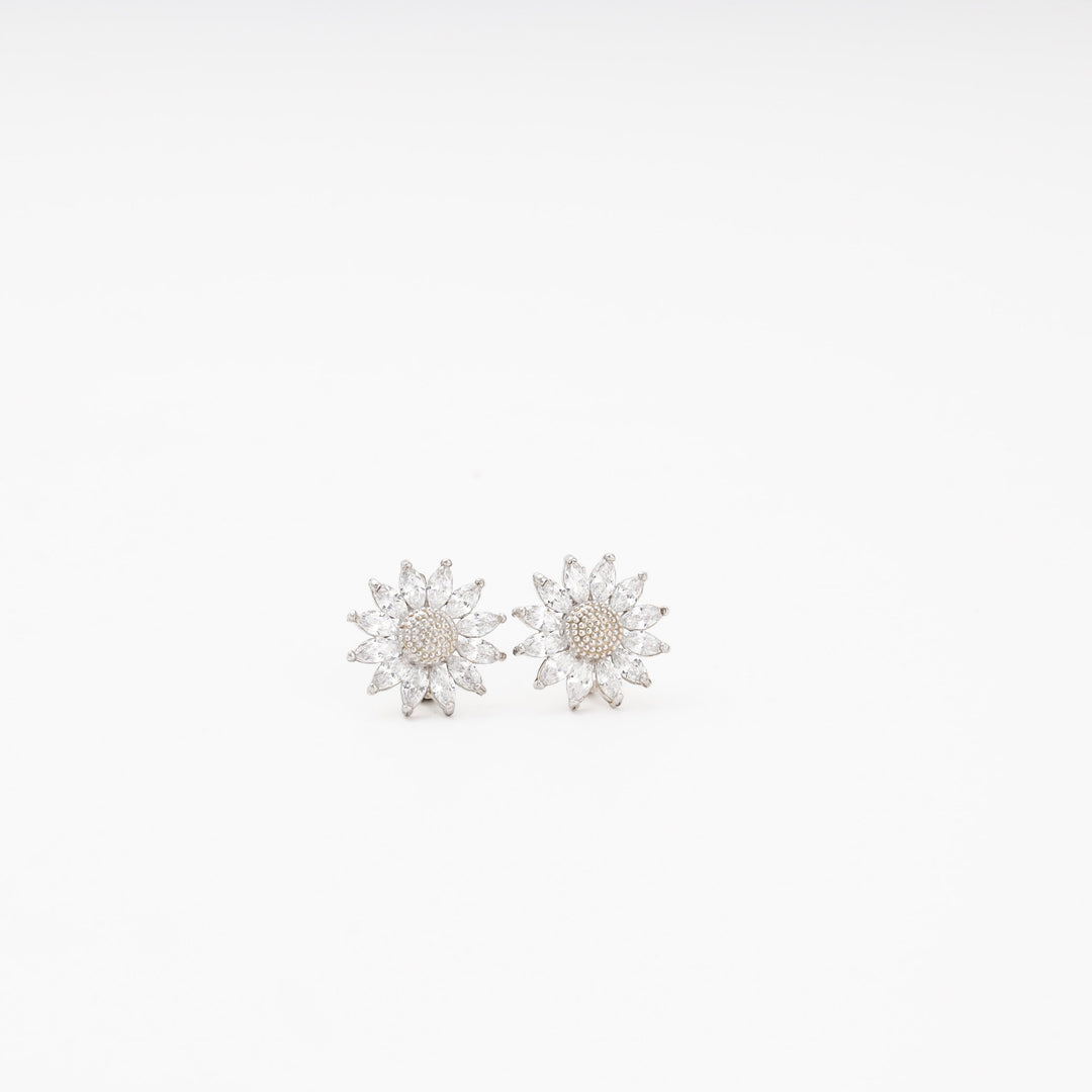 Silver 925 Flower Earrings with Marquise CZ Petals | Ukrainian Jewelry
