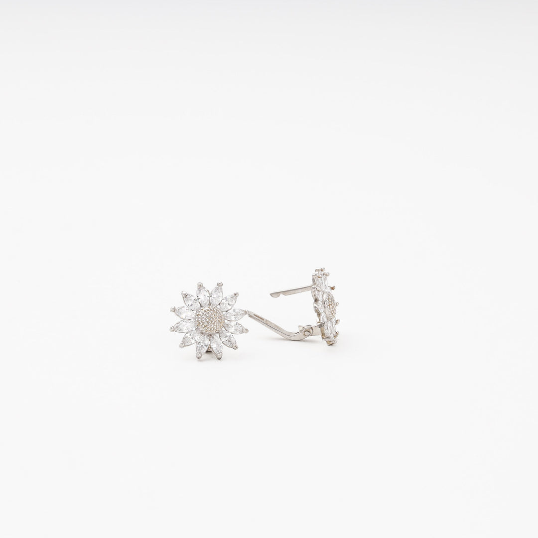 Silver 925 Flower Earrings with Marquise CZ Petals | Ukrainian Jewelry