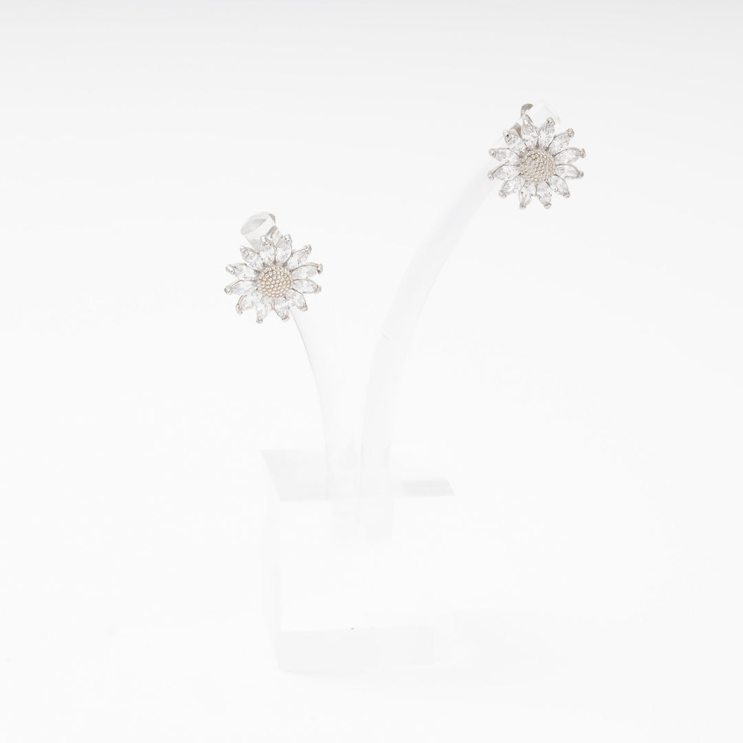 Silver 925 Flower Earrings with Marquise CZ Petals | Ukrainian Jewelry