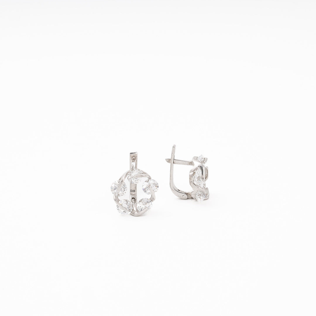 Silver 925 CZ Circle Cluster Earrings | Ukrainian Jewelry