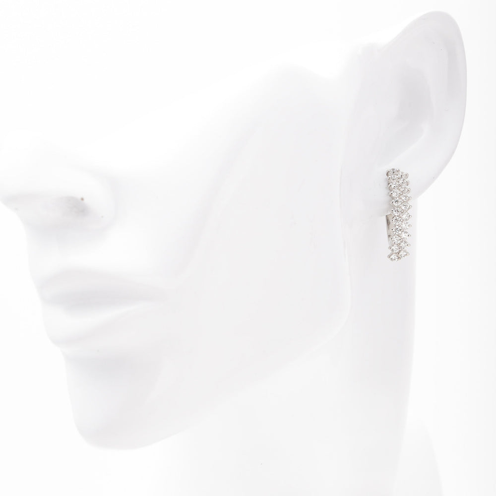 Silver 925 Long Earrings CZ in Two Rows | Ukrainian Jewelry