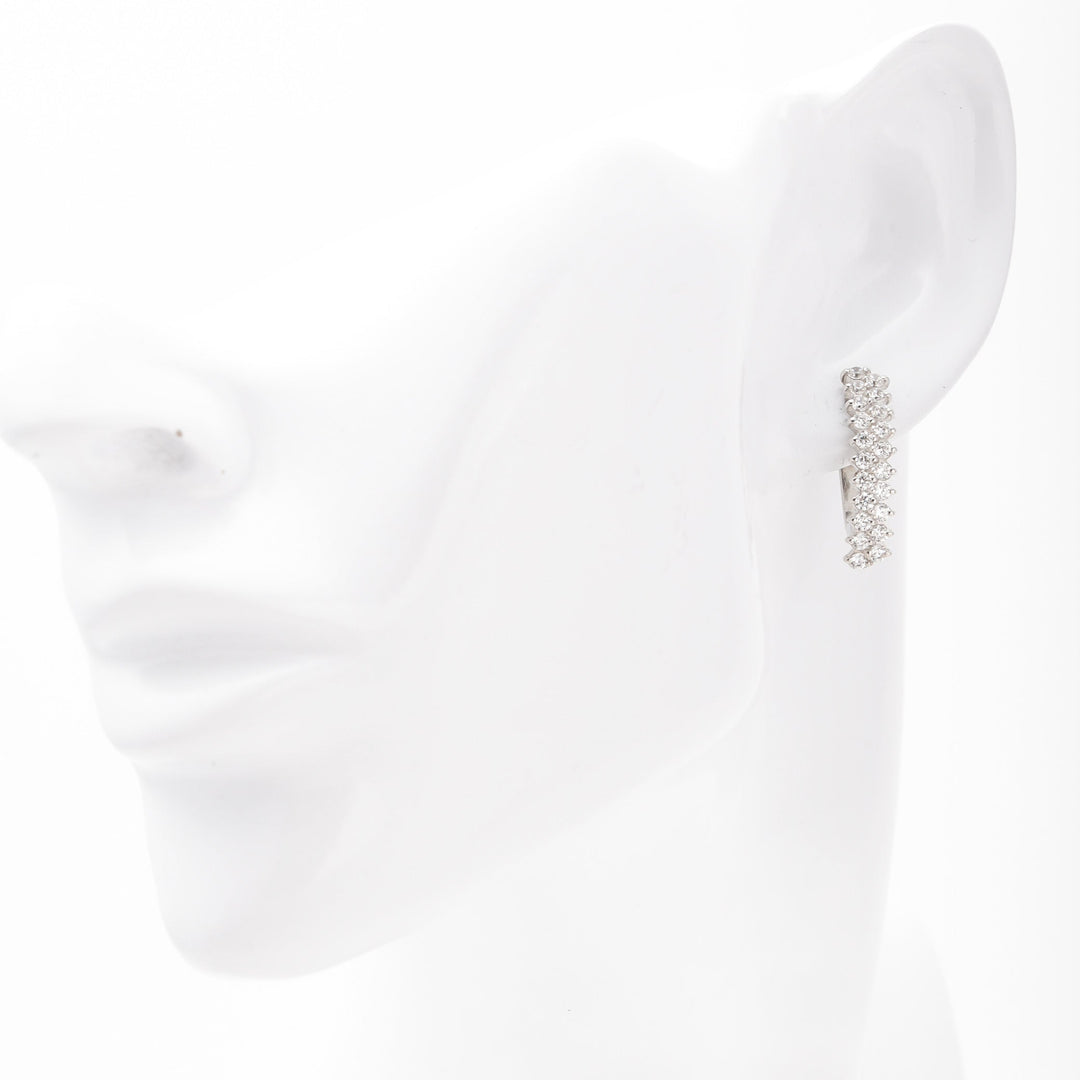 Silver 925 Long Earrings CZ in Two Rows | Ukrainian Jewelry