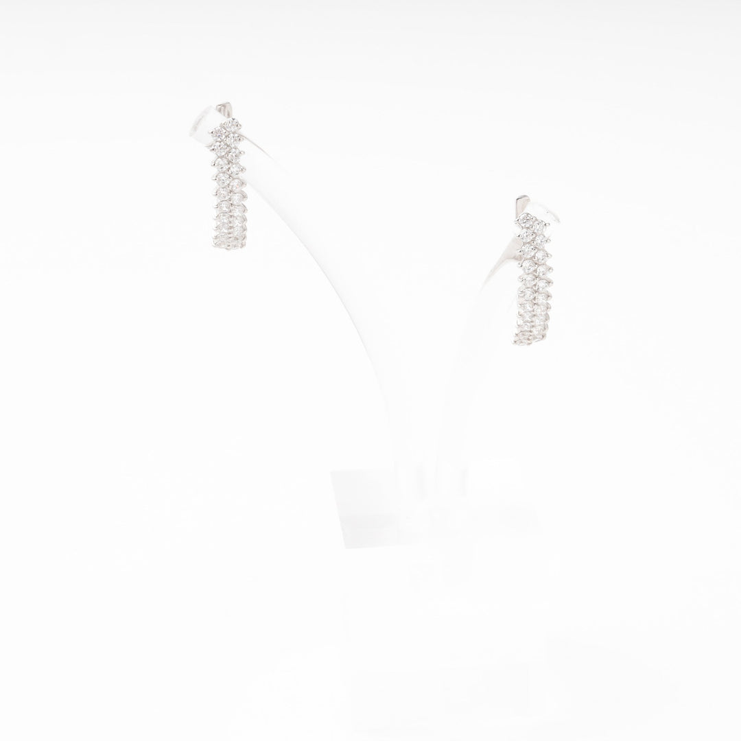 Silver 925 Long Earrings CZ in Two Rows | Ukrainian Jewelry