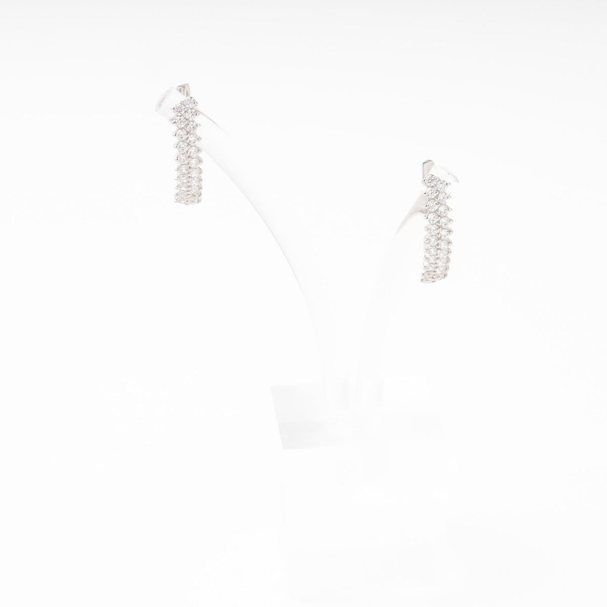 Silver 925 Long Earrings CZ in Two Rows | Ukrainian Jewelry