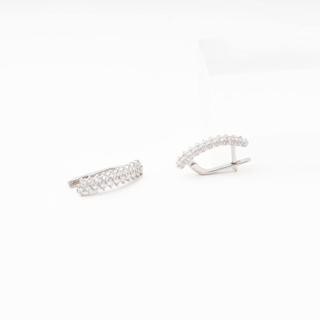 Silver 925 Long Earrings CZ in Two Rows | Ukrainian Jewelry