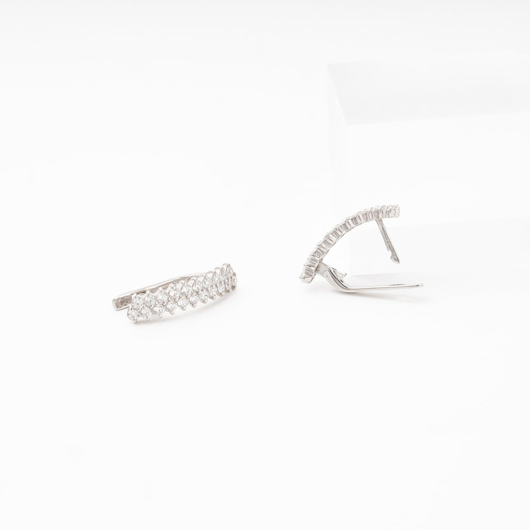 Silver 925 Long Earrings CZ in Two Rows | Ukrainian Jewelry