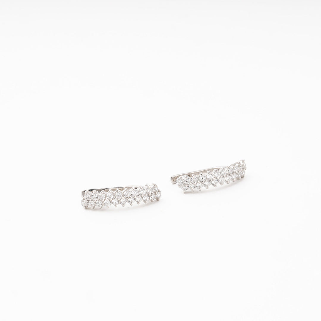 Silver 925 Long Earrings CZ in Two Rows | Ukrainian Jewelry