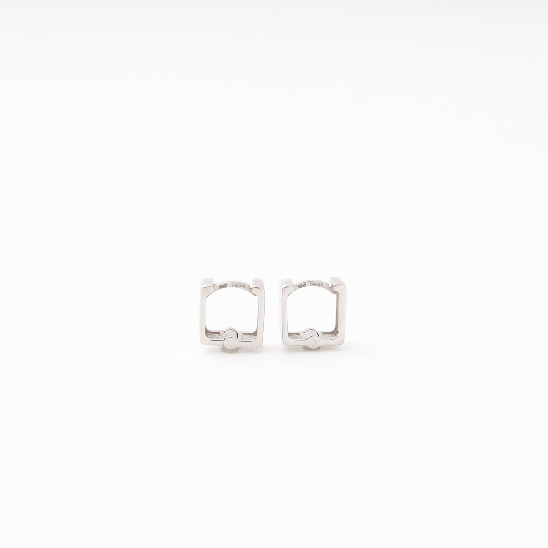 Silver 925 Square Huggie Earrings | Ukrainian Jewelry