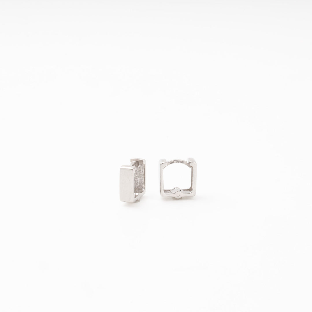 Silver 925 Square Huggie Earrings | Ukrainian Jewelry