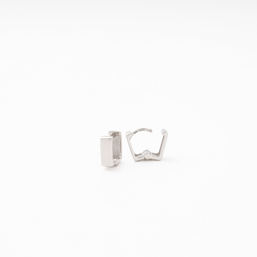 Silver 925 Square Huggie Earrings | Ukrainian Jewelry