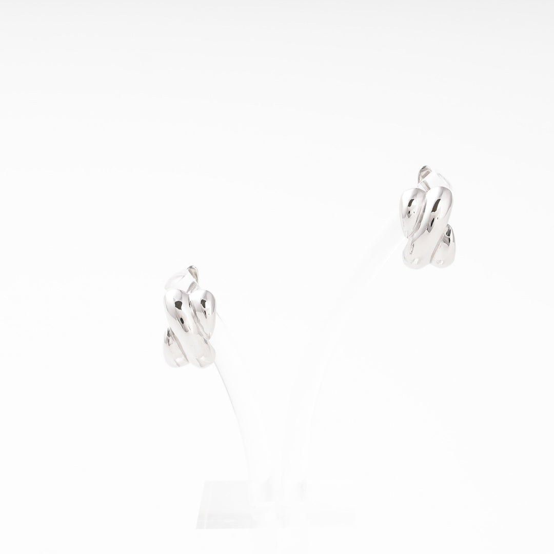 Silver 925 Chunky Huggie Earrings Triple Ridge | Ukrainian Jewelry