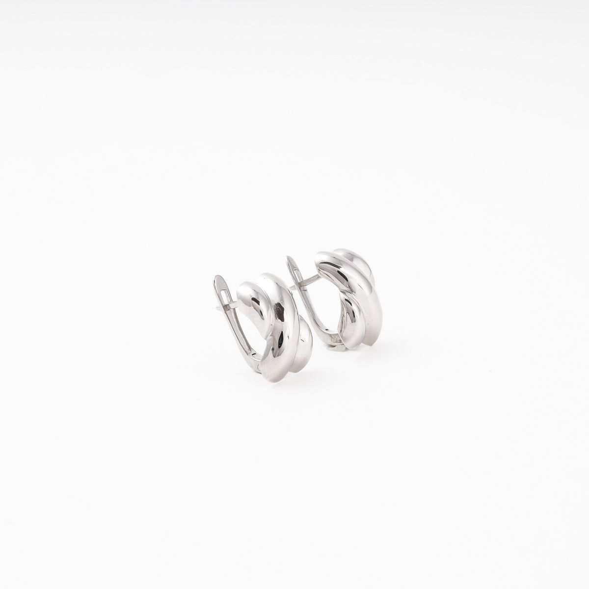 Silver 925 Chunky Huggie Earrings Triple Ridge | Ukrainian Jewelry