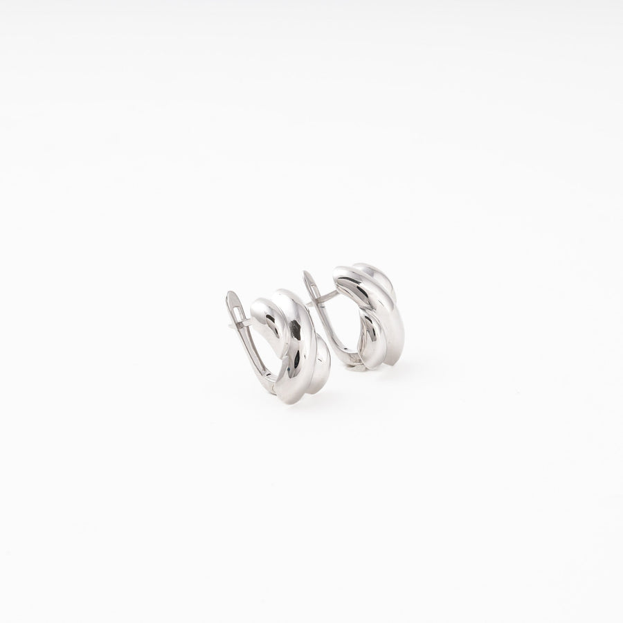 Silver 925 Chunky Huggie Earrings Triple Ridge | Ukrainian Jewelry