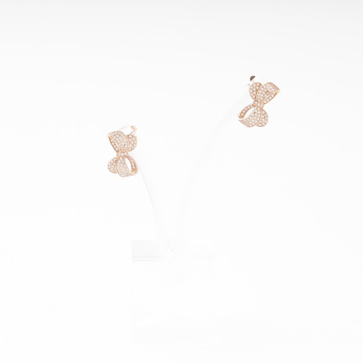 Rose Gold 585 (14K) Bow Earrings Fully Set with CZ | Ukrainian Jewelry