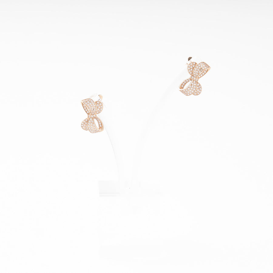 Rose Gold 585 (14K) Bow Earrings Fully Set with CZ | Ukrainian Jewelry