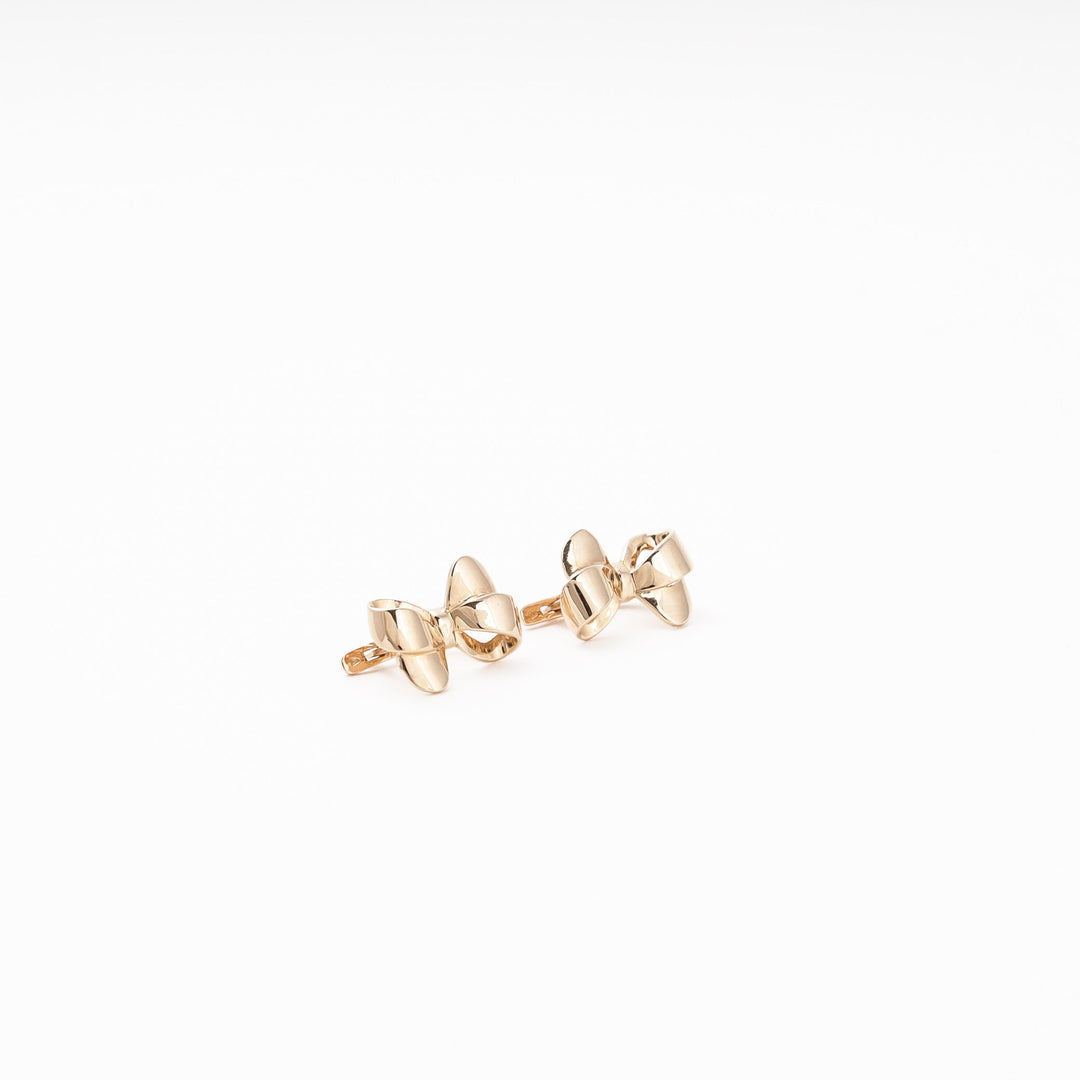 Rose Gold 585 (14K) Bow Earrings Plain Polished | Ukrainian Jewelry