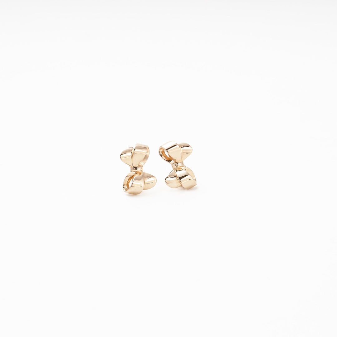Rose Gold 585 (14K) Bow Earrings Plain Polished | Ukrainian Jewelry