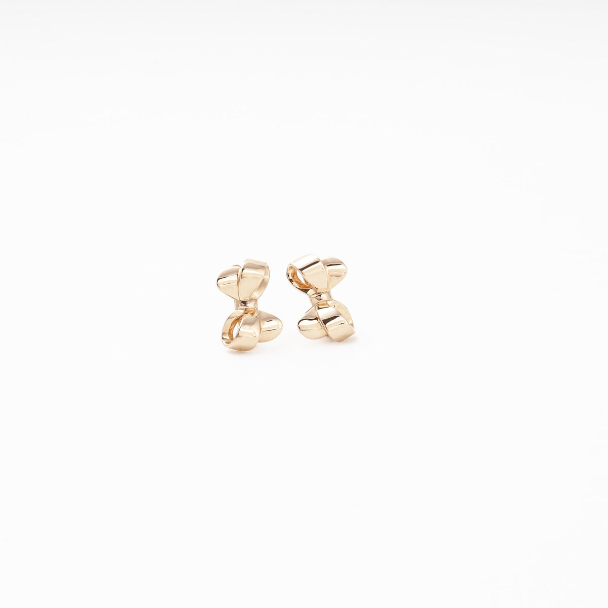 Rose Gold 585 (14K) Bow Earrings Plain Polished | Ukrainian Jewelry
