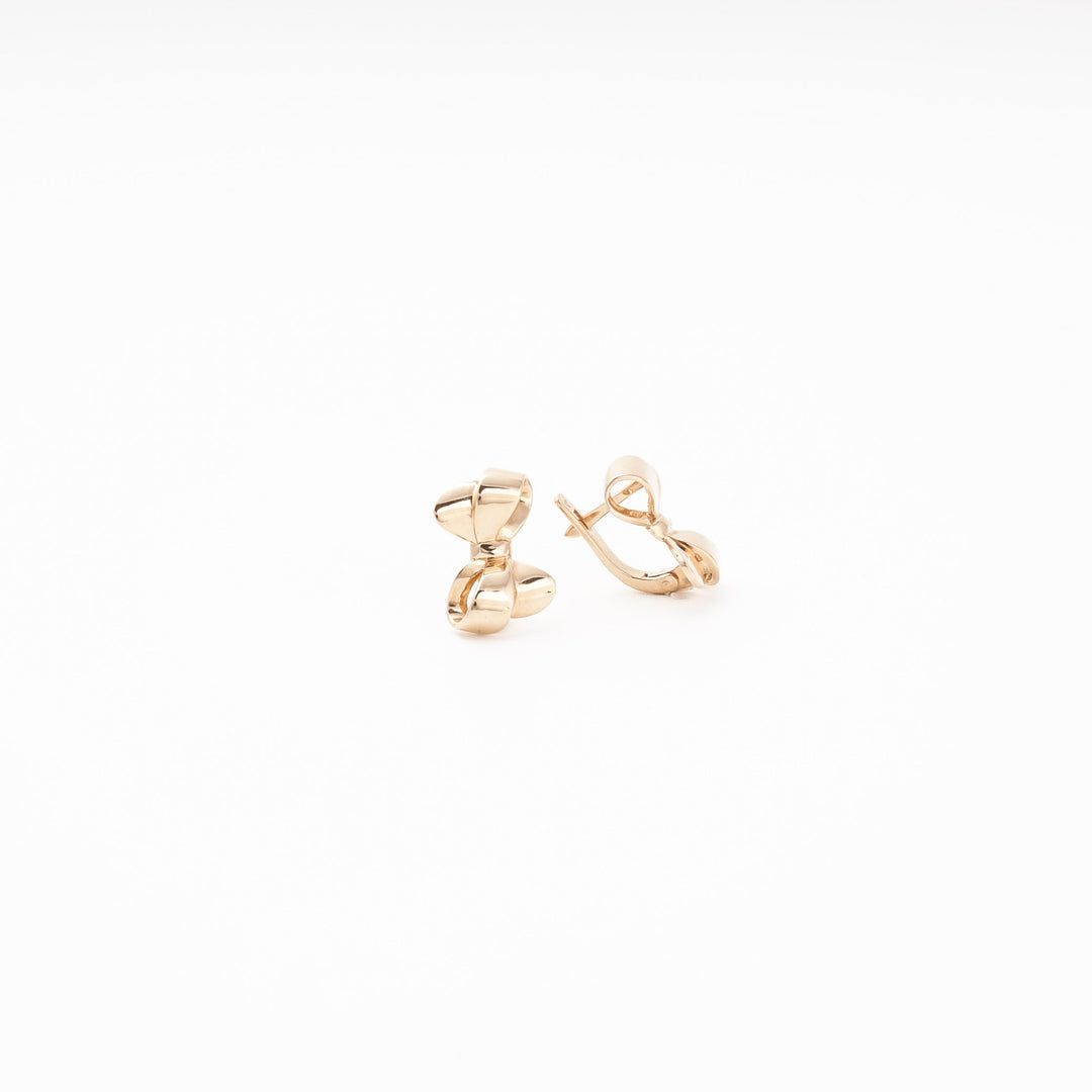Rose Gold 585 (14K) Bow Earrings Plain Polished | Ukrainian Jewelry
