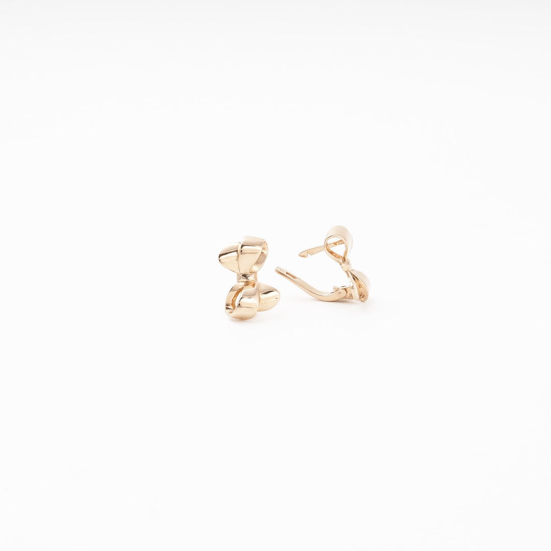 Rose Gold 585 (14K) Bow Earrings Plain Polished | Ukrainian Jewelry