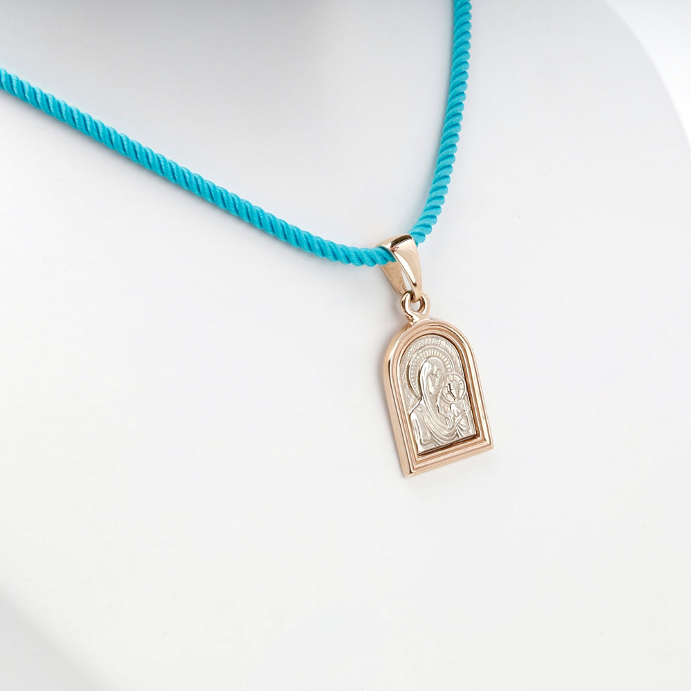 Two-Tone Gold 14K (585) Virgin Mary and Child Icon Pendant | Ukrainian Jewelry