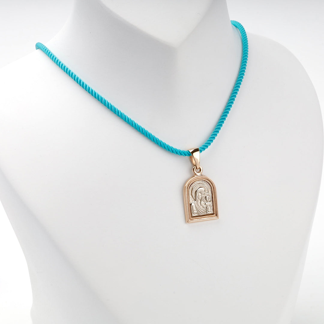 Two-Tone Gold 14K (585) Virgin Mary and Child Icon Pendant | Ukrainian Jewelry
