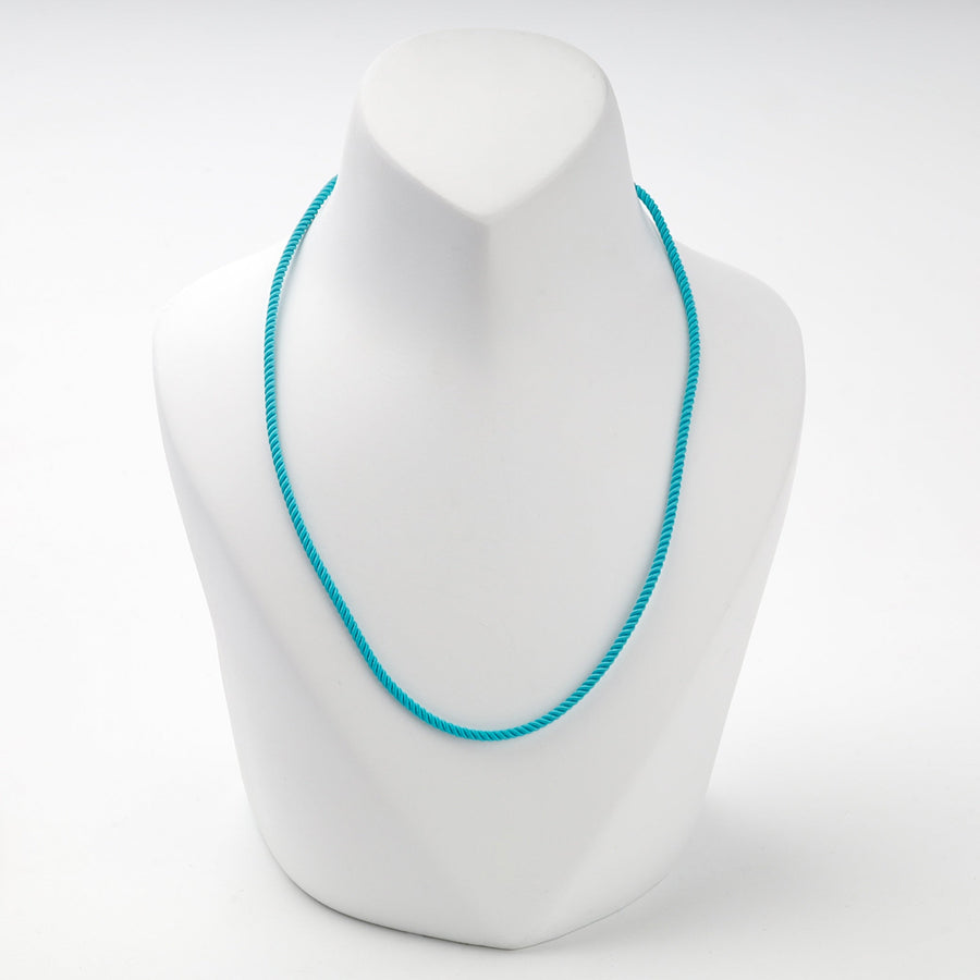 Turquoise Blue Braided Silk Cord Necklace with Rose Gold 14K (585) Clasp | Ukrainian Jewelry