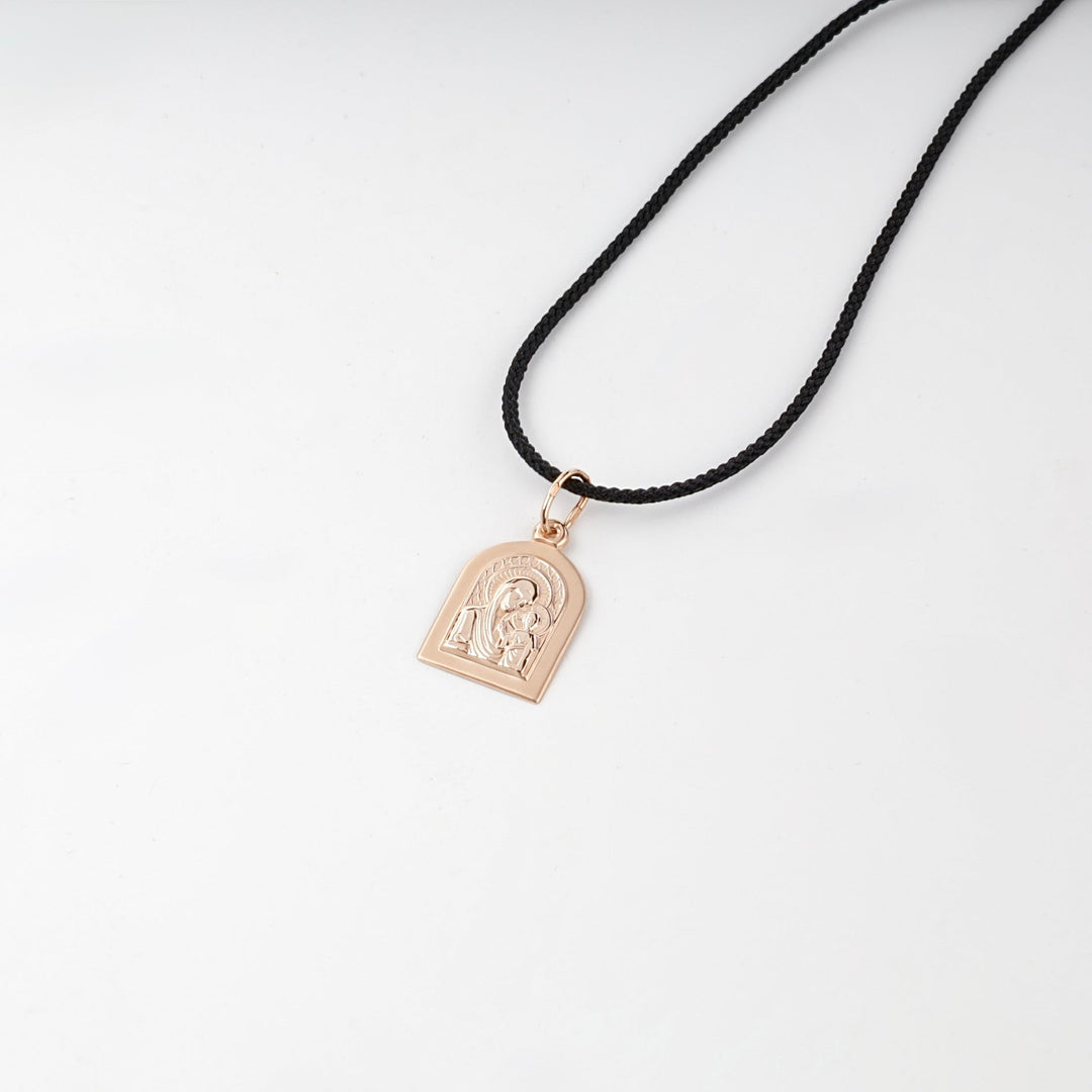 Rose Gold 14K (585) Virgin Mary and Child Icon Pendant | Ukrainian Jewelry