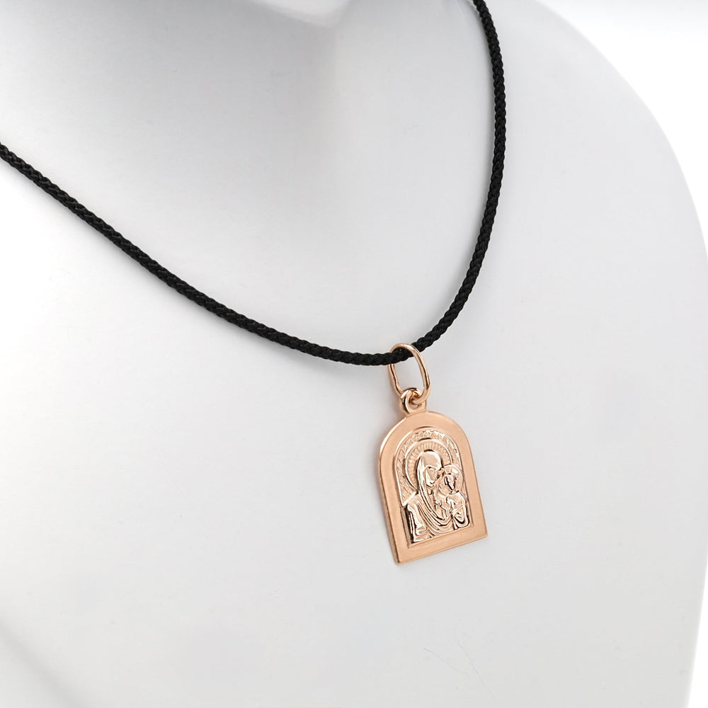 Rose Gold 14K (585) Virgin Mary and Child Icon Pendant | Ukrainian Jewelry