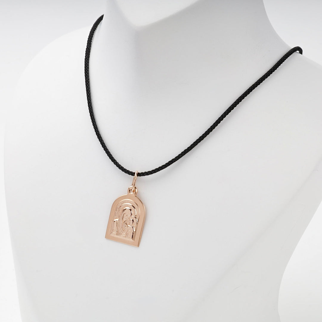 Rose Gold 14K (585) Virgin Mary and Child Icon Pendant | Ukrainian Jewelry
