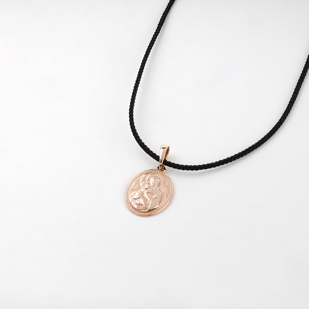 Rose Gold 14K (585) Virgin Mary and Child Icon Pendant | Ukrainian Jewelry