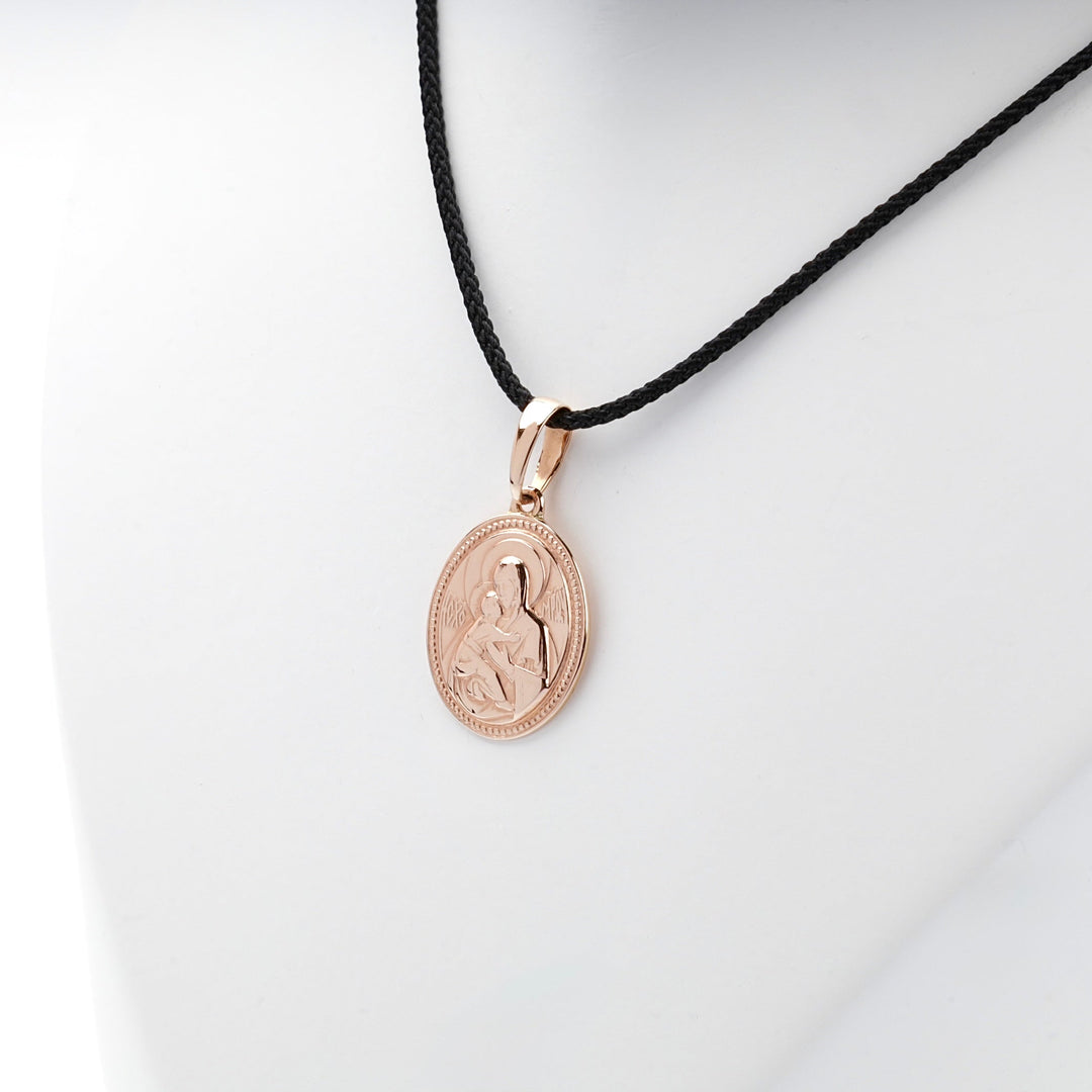 Rose Gold 14K (585) Virgin Mary and Child Icon Pendant | Ukrainian Jewelry