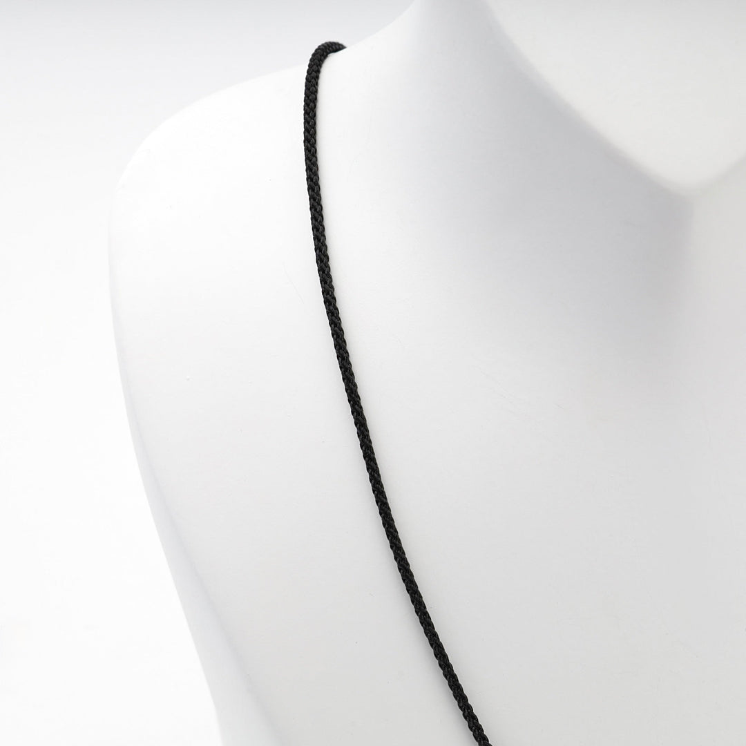 Black Braided Silk Cord Necklace with Rose Gold 14K (585) Clasp | Ukrainian Jewelry
