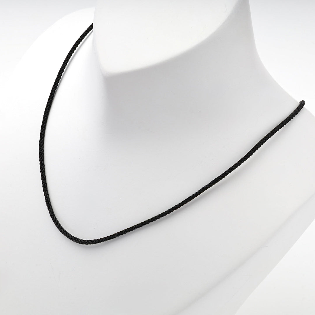Black Braided Silk Cord Necklace with Rose Gold 14K (585) Clasp | Ukrainian Jewelry