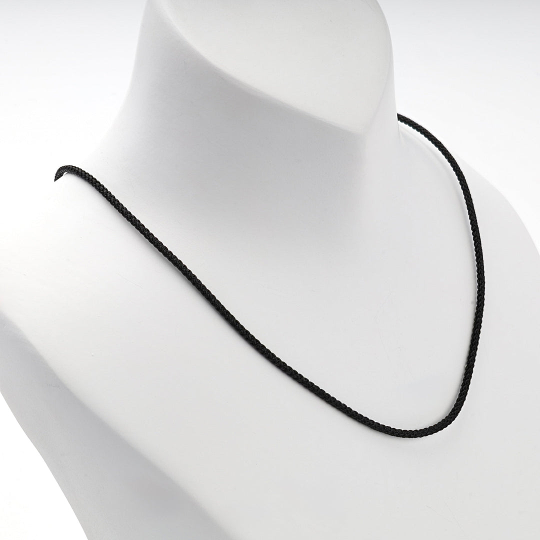 Black Braided Silk Cord Necklace with Rose Gold 14K (585) Clasp | Ukrainian Jewelry