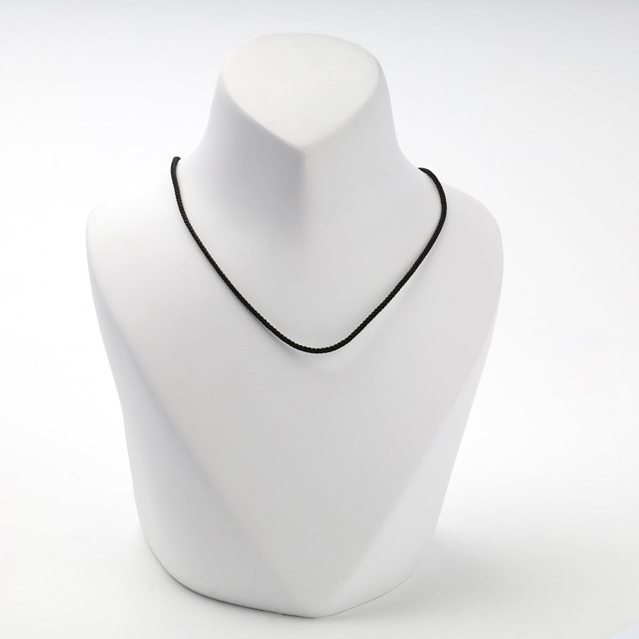 Black Braided Silk Cord Necklace with Rose Gold 14K (585) Clasp | Ukrainian Jewelry