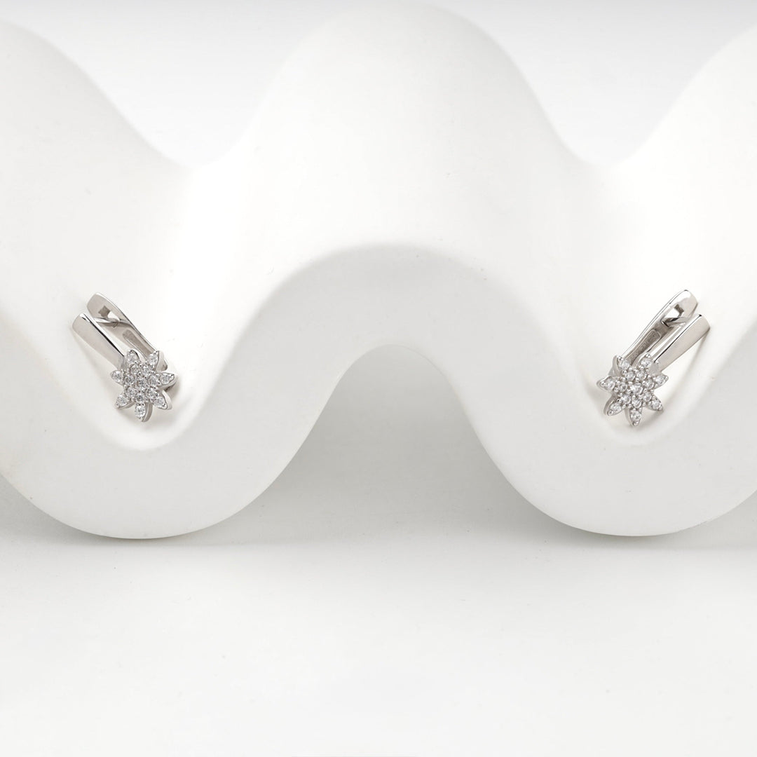 Children's Rhodium-Plated Silver 925 Cubic Zirconia Star Earrings | Ukrainian Jewelry