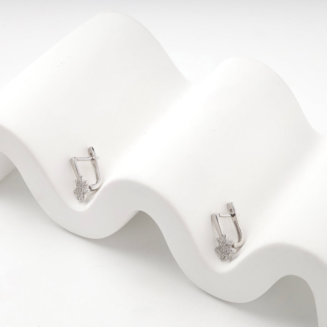Children's Rhodium-Plated Silver 925 Cubic Zirconia Star Earrings | Ukrainian Jewelry