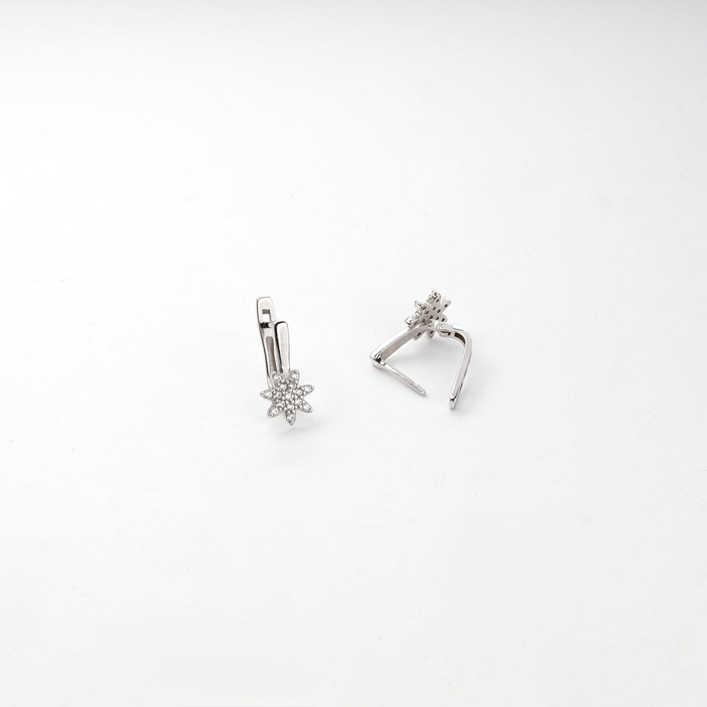 Children's Rhodium-Plated Silver 925 Cubic Zirconia Star Earrings | Ukrainian Jewelry