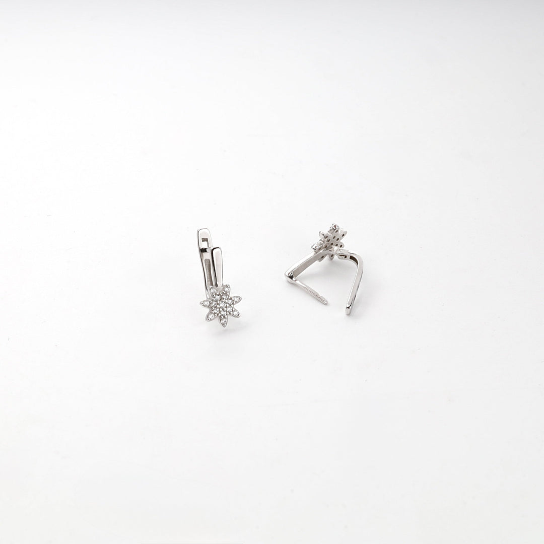Children's Rhodium-Plated Silver 925 Cubic Zirconia Star Earrings | Ukrainian Jewelry