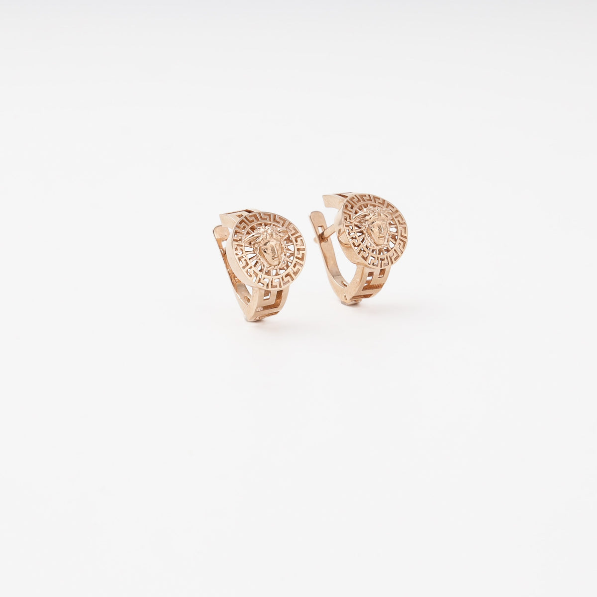 Rose Gold 585 Earrings with Medusa Gorgon Motif | Ukrainian Jewelry