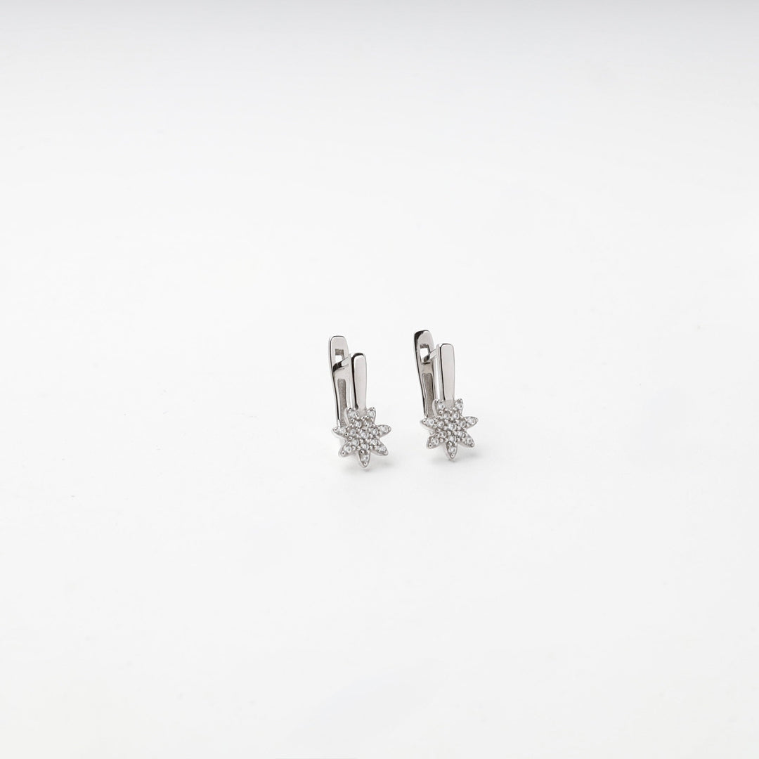 Children's Rhodium-Plated Silver 925 Cubic Zirconia Star Earrings | Ukrainian Jewelry