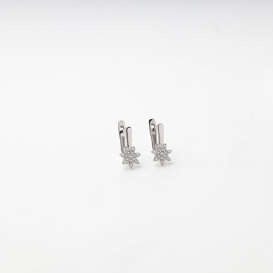 Children's Rhodium-Plated Silver 925 Cubic Zirconia Star Earrings | Ukrainian Jewelry