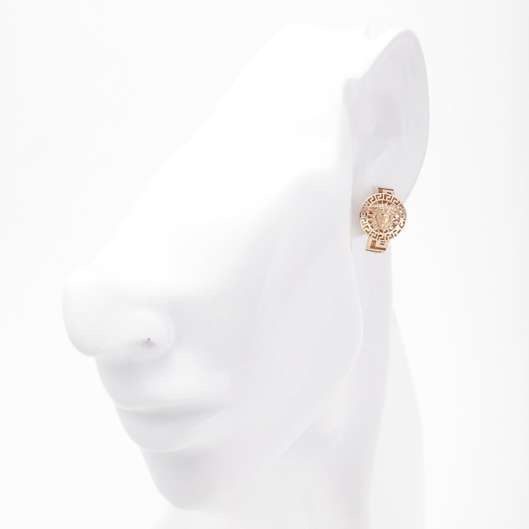 Rose Gold 585 Earrings with Medusa Gorgon Motif | Ukrainian Jewelry