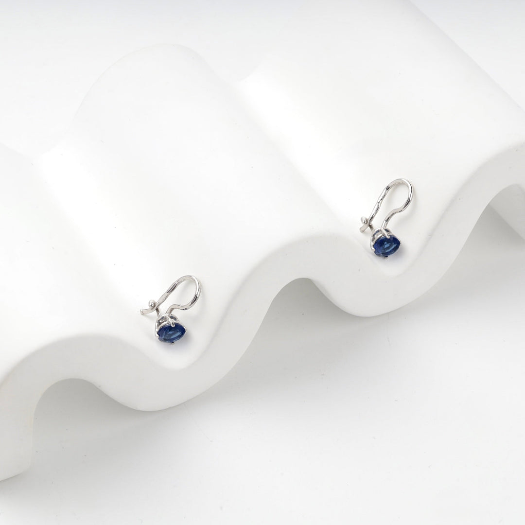 Children's Rhodium-Plated Silver 925 Blue CZ Drop Earrings | Ukrainian Jewelry