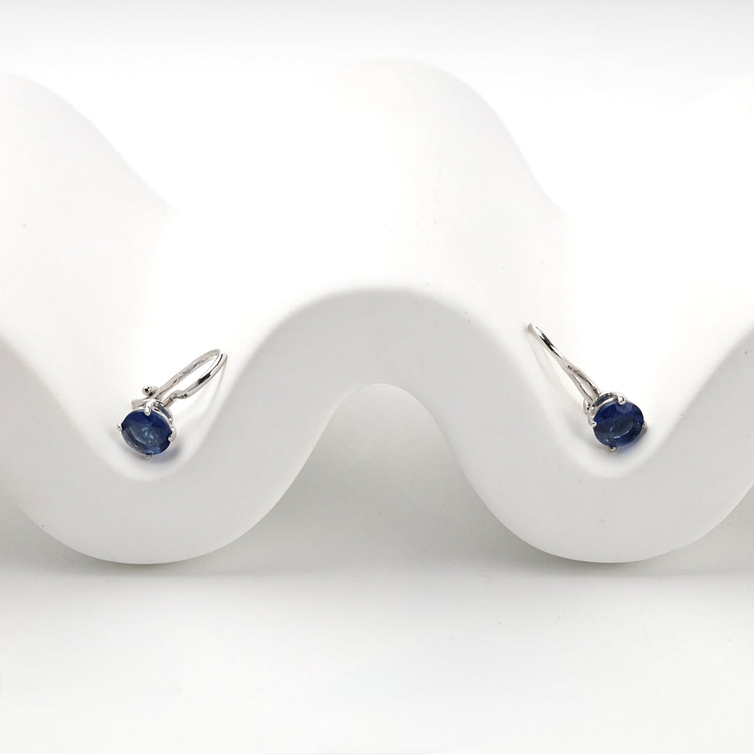 Children's Rhodium-Plated Silver 925 Blue CZ Drop Earrings | Ukrainian Jewelry