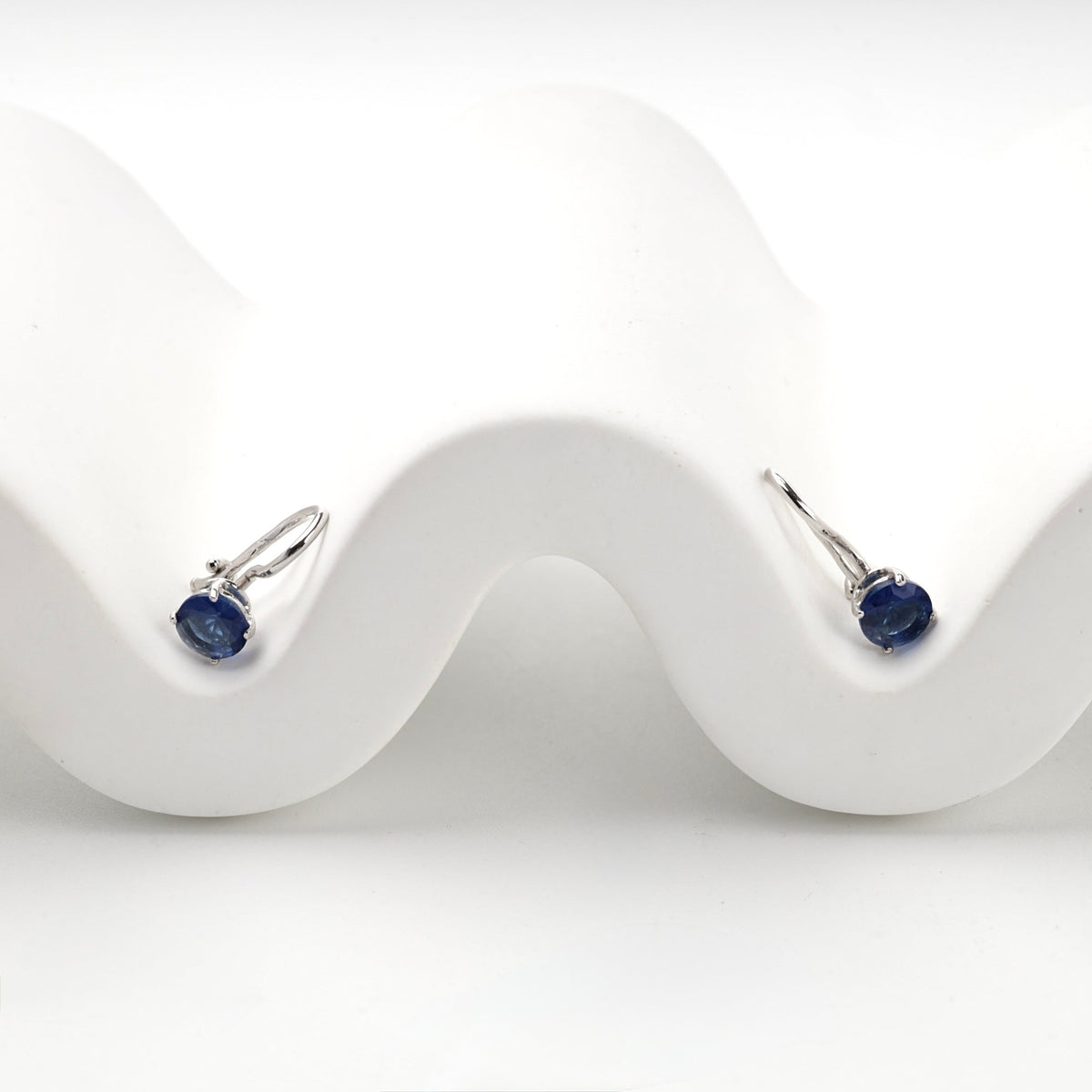 Children's Rhodium-Plated Silver 925 Blue CZ Drop Earrings | Ukrainian Jewelry