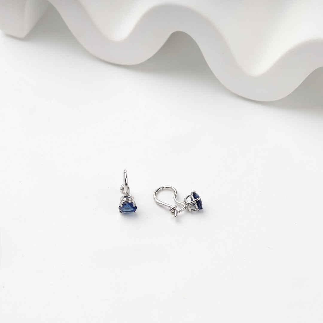 Children's Rhodium-Plated Silver 925 Blue CZ Drop Earrings | Ukrainian Jewelry