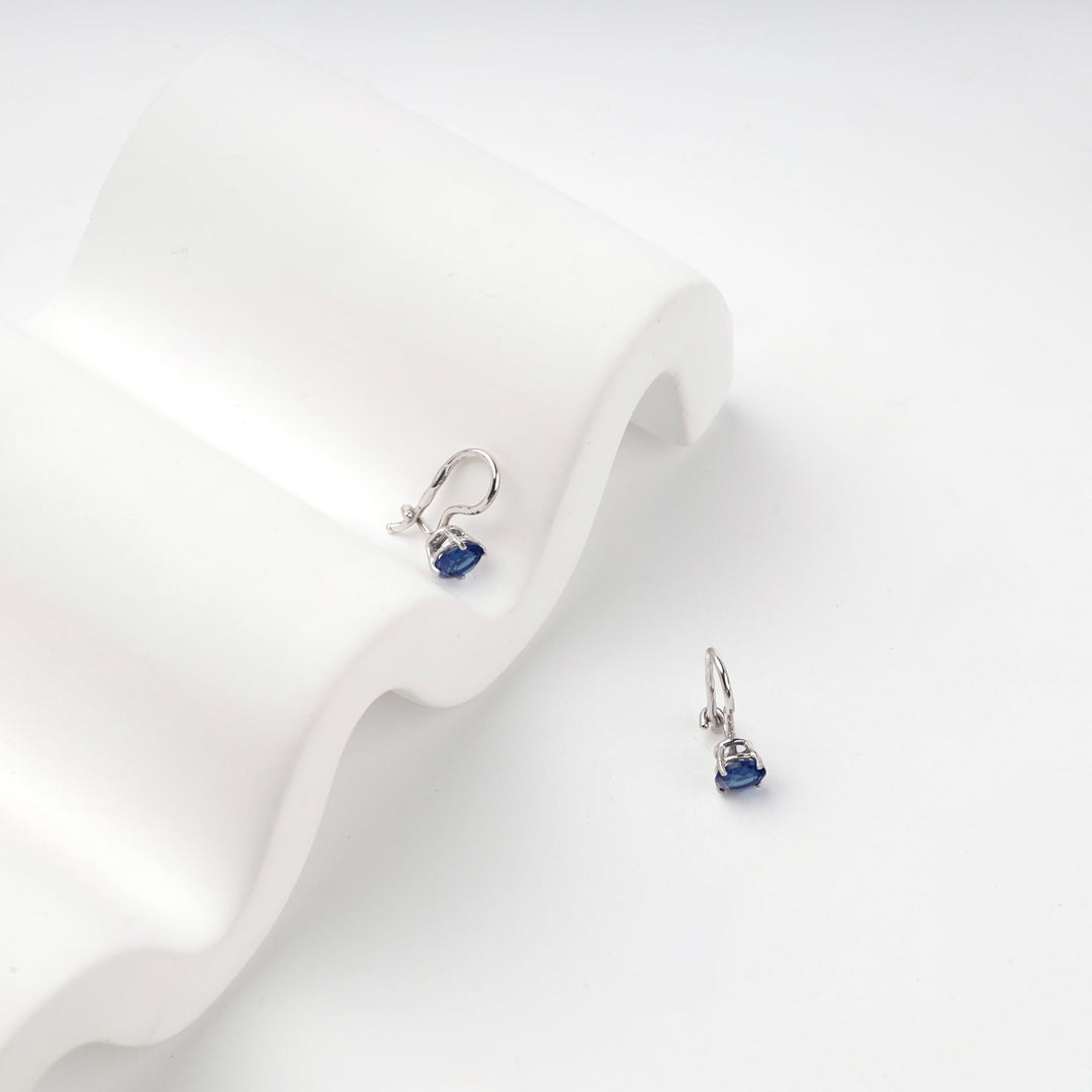 Children's Rhodium-Plated Silver 925 Blue CZ Drop Earrings | Ukrainian Jewelry