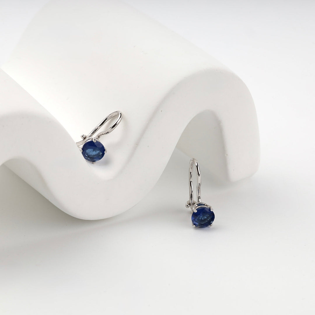 Children's Rhodium-Plated Silver 925 Blue CZ Drop Earrings | Ukrainian Jewelry